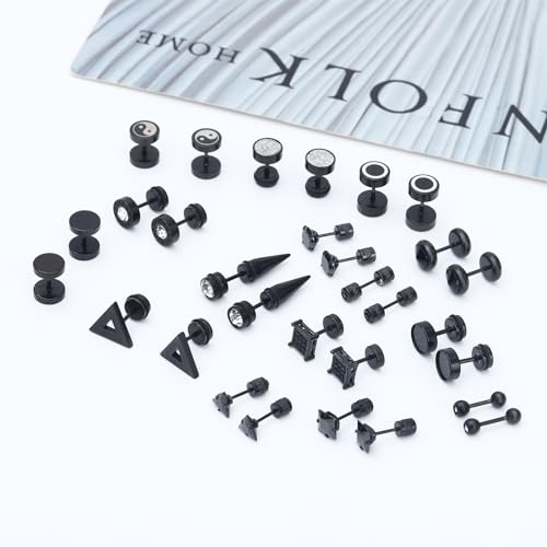 SUBANG 16 Pairs Stainless Steel Stud Earrings for Men Hypoallergenic Earrings Flatback Earrings Inlaid Cubic Zirconia Stud Earrings Screw Back Stud Earrings for Women Men - Image 5