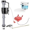 Houpeoro Universal Toilet Flusher Replacement Kit, Fill Valve, 2-Inch Flapper, Handle Replacement, Adjustable, Quiet, Easy to Install, Complete Toilet Parts Inside Tank Kit (Red, 1-Pack)