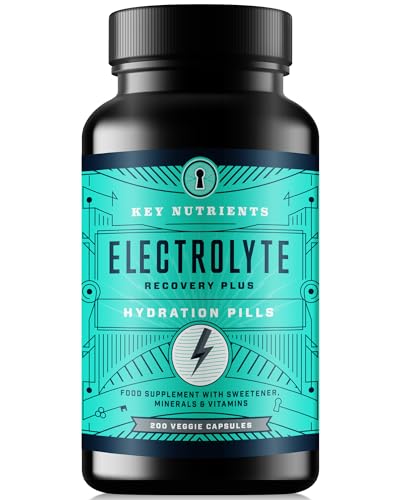 KEY NUTRIENTS Electrolyte Tablets, 200 Capsules, Salt Tablets for Dehydration,