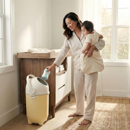 iTouchless Diaper Pail, Baby Trash Can with Ag+ Silver Ion, Odor Locking Bin - Fits Any Bag, No Refills Needed, Award-Winning Nursery Baby Registry Gift - Sand Almond - Thumbnail 2