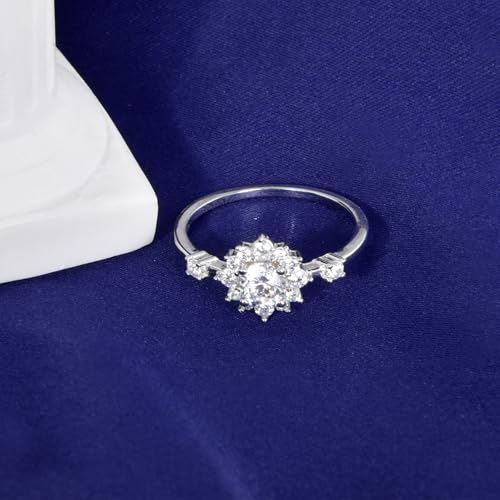 925 Sterling Silver Halo Ring for Women Square Round Cubic Zirconia Promise Rings2