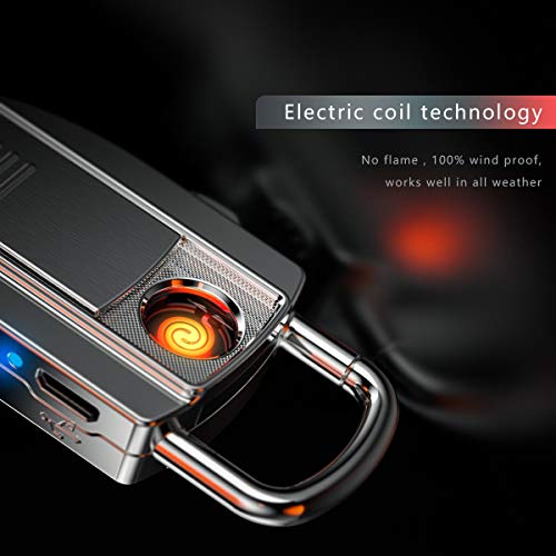 Encendedor USB eléctrico con llavero plateado miniatura 2