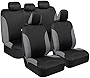 BDK UltraSleek Gray Seat Covers for Cars Full Set, Two-Tone Front Seat Covers with Matching Back Seat Cover, Stylish Car Seat Protectors with Split Bench Design, Automotive Interior Covers