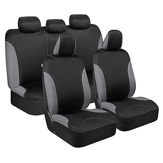 BDK UltraSleek Gray Seat Covers for Cars, Two-Tone Front Seat Covers with Matching Back Car Seat Cover, Made to Fit Most Auto Truck Van SUV, Interior Car Accessories, Car Seat Covers Full Set - Gray