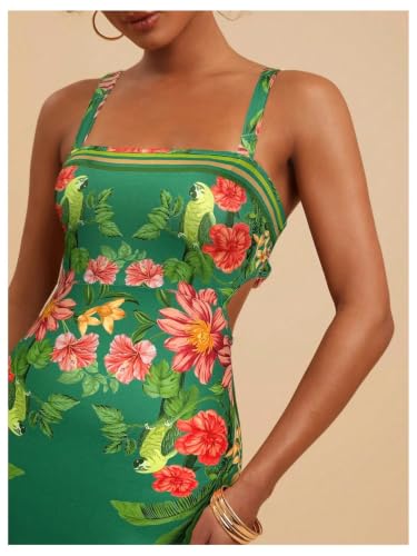Image of Floerns Women's Tropical Bow Tie Back Long Dress Sleeveless Maxi Dress