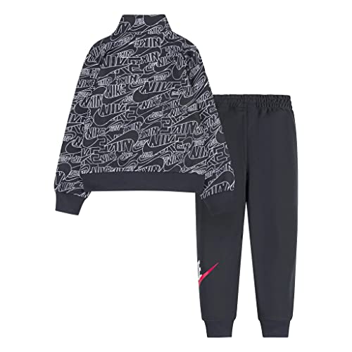 Nike Little Boy Printed Full Zip Jacket & Pants 2 Piece Tracksuit (B(76J216-023)/W, 3T)2
