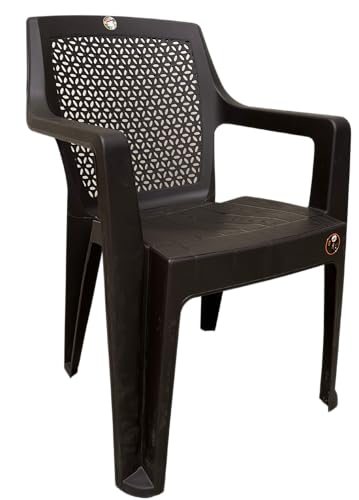Image of SkyGlamour Cello Sonet Armrest Chair | Living Room, Office, Garden, Indoor & Outdoor Use | Brown Plastic Chair Set of 2