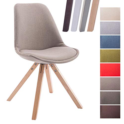 CLP Silla de Visita Toulouse Squar en Tela I Silla Comedor con Respaldo I Silla de Espera con Base de Madera I Butaca de Salón Nórdica I Color: Gris Topo, Madera Natural (Roble)