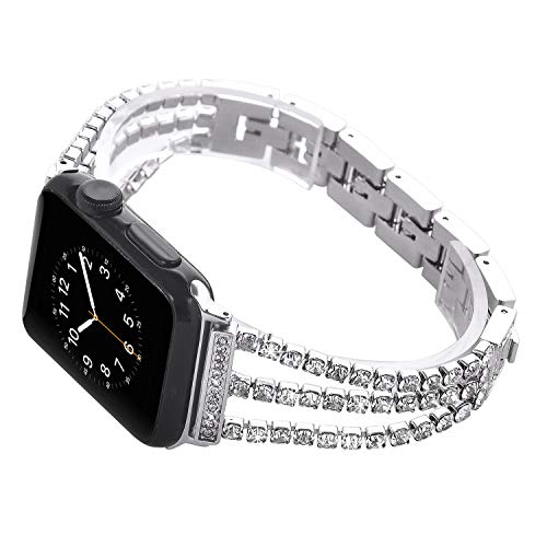 Sparkling Silver Glitter Stainless Steel Watch Band for 38mm/40mm iWatch - Elegant Women's Replacement Bracelet with Secure Folding Clasp - Image 4
