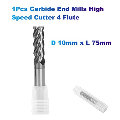 Image of 1Pcs Carbide End Mills High Speed Cutter 4 Flute (D 10mm x L 75mm) for Cutting High Hardness 58HRC, CNC Milling Hardened Metals