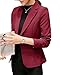 Produktbild Damen Blazer Langarm Slim Business Anzug Einreihig Mantel Jacke Burgunder Rot M