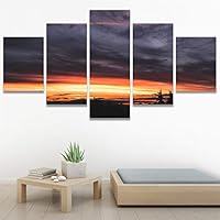 SIGNWIN 5 Panel Canvas Wall Art Setting in The Trees for Home Decorations Ready to Hang - 60