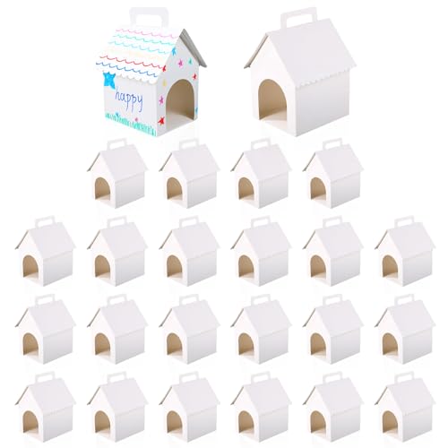 Boîtes à dragées thème chiot (24 pièces) blanches pliables pour fête d'enfants