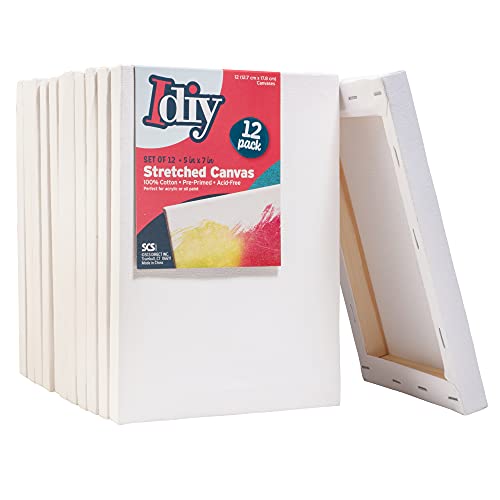 Toiles tendues iDIY lot de 12 pièces blanches pour peinture huile ou acrylique
