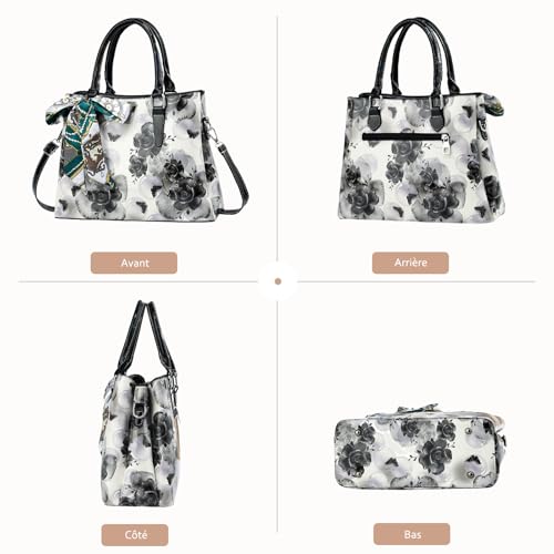 Sac epaule en PU cuir multipoches et grand sac de shopping pour femme - 4