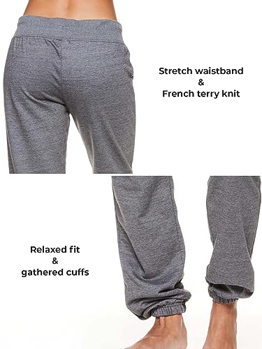 U.S. Polo Assn. Womens French Terry Jogger Sweatpants (Charcoal Heather, Large)
