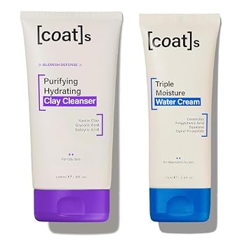 COATS Daily Blemish Defense Duo Clay Cleanser 5 oz & Triple Moisture Water Cream 4.2 oz Breakout-Fighting, Hydrating Routine That Protects the Skin Barrier