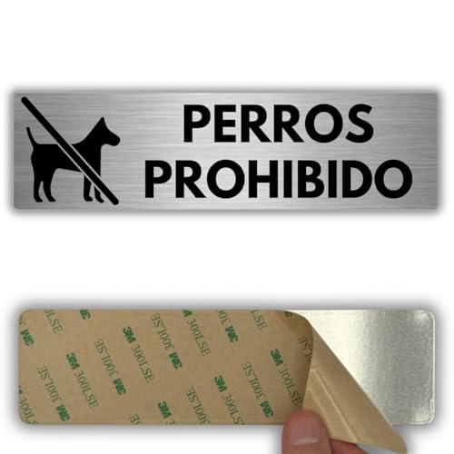 LEIASA | Señal Perros Prohibido - 5x18 cm - Grosor 0.8 mm - Aluminio - Rótulo No Se Admiten Perros - Signo Zona Prohibida para Perros - Cartel 3M - Prohibido Mascotas