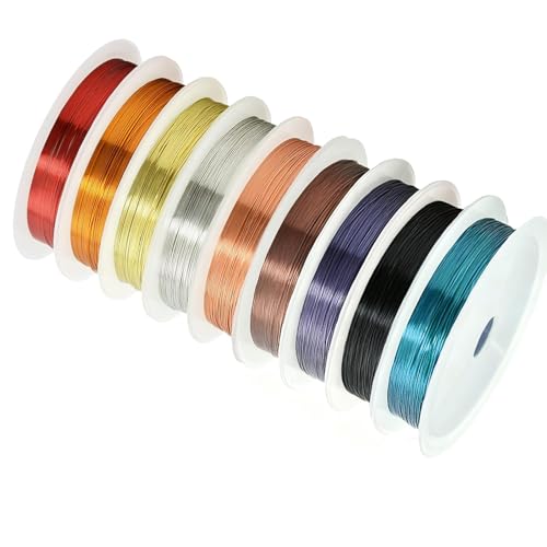 26 Gauge Copper Wire for Jewelry Making - 9 Colors Dead Soft Bendable Craft Wire 0.4mm Beading Wire for Bracelets Rings Earrings Wire Wrapping - 9 Yards Each