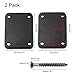 LifCratms 2 Pack Electric Guitar Neck Plates, Metal Guitar Neck Joint Plates Joint Reinforce Board with Screws Guitar Parts Replacement for Strat Tele Style Electric Guitar Bass (Black)