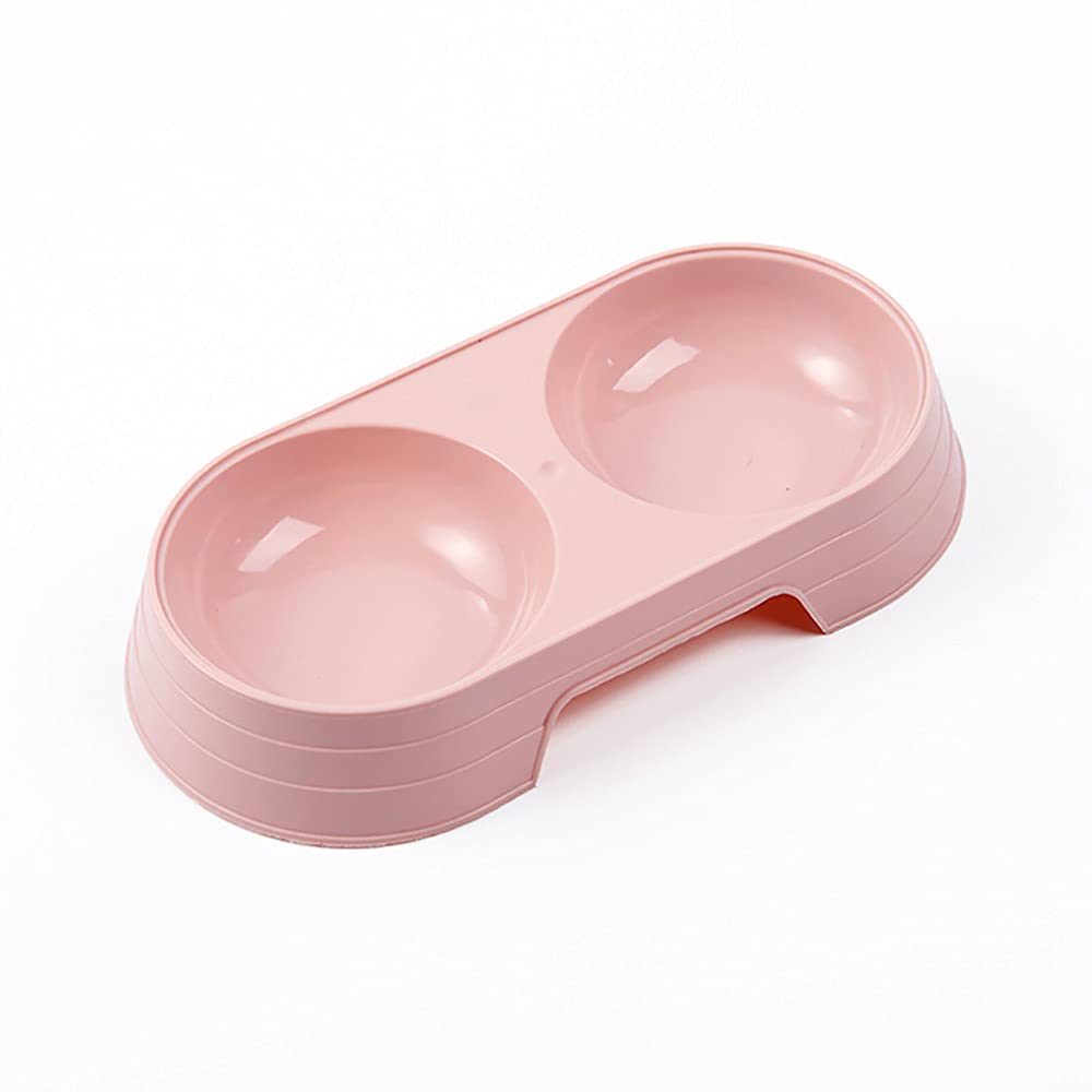GRARRO Pet Feeding Double Bowl - Pink Plastic Food Container for Cats and Dogs - Pet Supplies