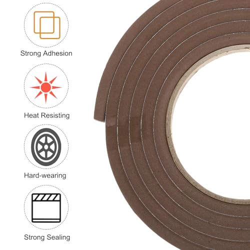 Image of uxcell 3pcs Rolls Single Sided Foam Tape Removeable EVA Sponge Mounting Tape Strong Adhesive Tape Strips(Brown, 7ft x 1 /2 inch x 1 /4 inch) for Home Paint Wall Hanging Poster Decor
