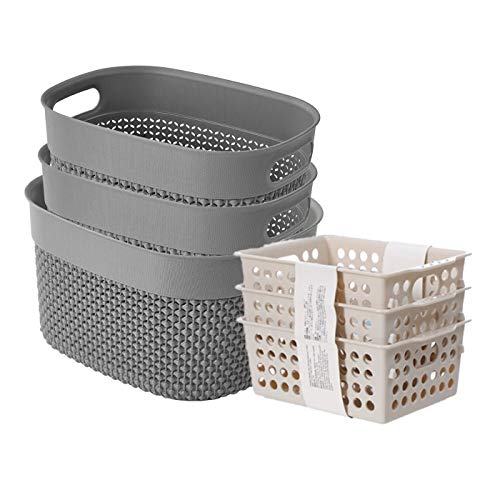 AREYZIN 6-Pack Plastic Small Storage Baskets Pantry Organization and Storage Bins for Bathroom Kitchen Office Kid Play Area