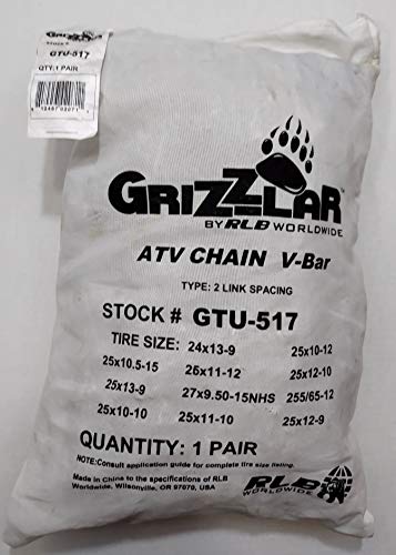 Grizzlar Gtu-517 Atv 2 Link Ladder Alloy Tire Chains With Tensioners 24X13-9 25X11-10 25X10.5-15 25X12-9 25X12-10 #TOP1