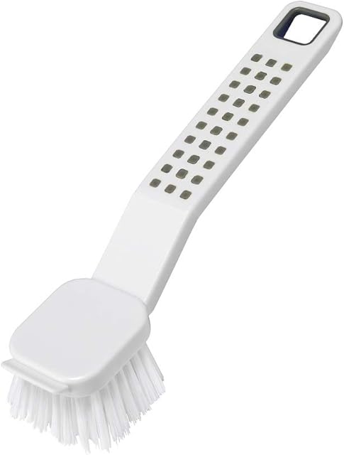 Addis Premium Soft Grip Washing Up Dish Brush With Scraper in White and Grey