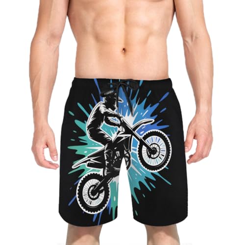 Motocross Dirt Bike Mens Swim Trunks Boys Quick Dry Board Shorts with Mesh Lining3