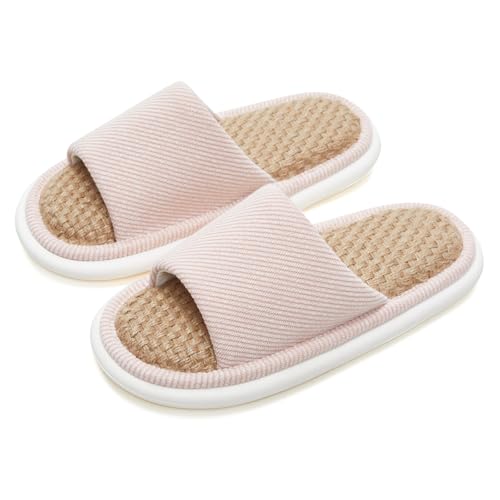utune Summer House Slippers for Women Indoor Linen Slippers Open Toe Men House Slippers Shoes Breathable Non-slip Sandals for Home Outdoor - Main Image