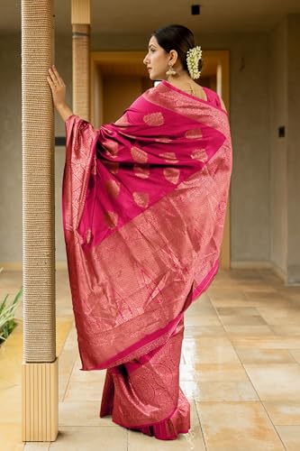Image of Subham Saree for Woman Silk Cotton Kanjivaram | Soft Easy to Drape Daily Wear Sari with Blouse Fabric