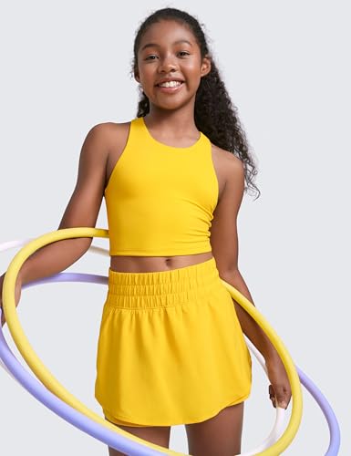 Image of CRZ YOGA Girls Butterluxe Double Lined Crop Tank | Dance, Extremely Soft, Tight Fit, High Neck, Athletic, Sleeveless Tops for Teen
