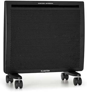 Klarstein Hot Spot Slimcurve Double 2-in-1 Heizgerät - Konvektions- und Infrarotheizung, Überhitzungsschutz, Wochentimer, Wandmontage oder Standgerät mit 2 Rollfüßen, Stahlblech, 1