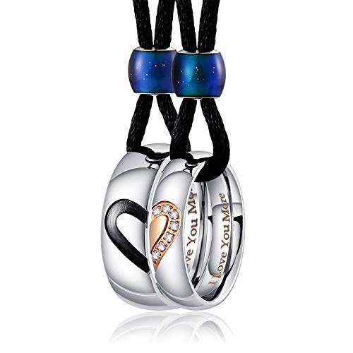 Aienid Love Necklace Silver,Puzzle Heart Pendant Necklace Stainless Steel Engagement Gifts For Couples #TOP1