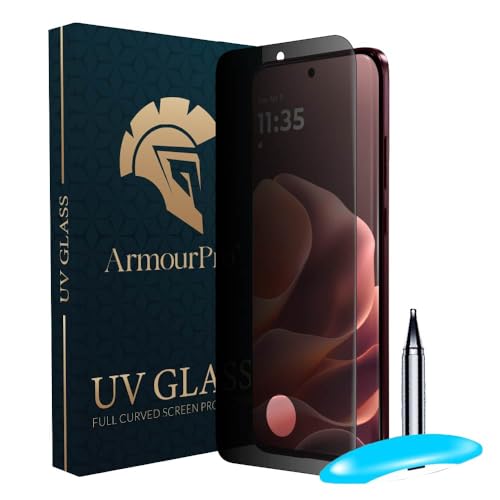 Image of ArmourPro UV Privacy Tempered Glass Screen Protector for Motorola Edge 70 Pro Plus (6.78 Inch, Pack of 1) Full Edge to Edge Coverage | Anti-Spy /Anti-Peeping, 9H Hardness, Protection