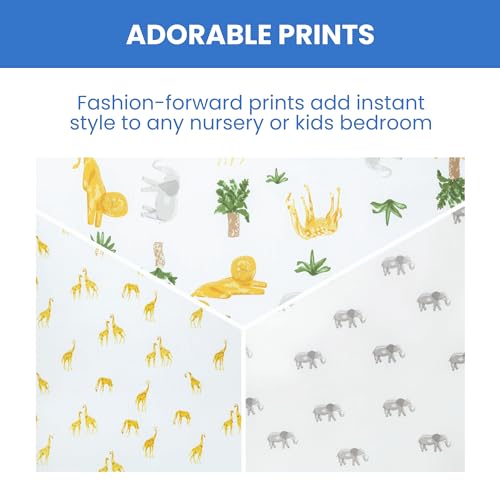 Image of Delta Children Fitted Crib Sheets for Girls and Boys - Crib Sheet for Standard Crib and Toddler Mattresses - 28x52 Inch (Pack of 3), Safari Friends