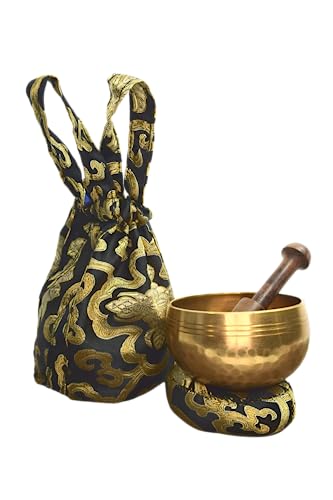 Brass Singing Bowl - Nepal- 3-inch Diameter Gem Perfect Polished - Handcrafted Sound Therapy Meditation Bowl - in every meditation accessories kit - singing bowl set - mindfulness.