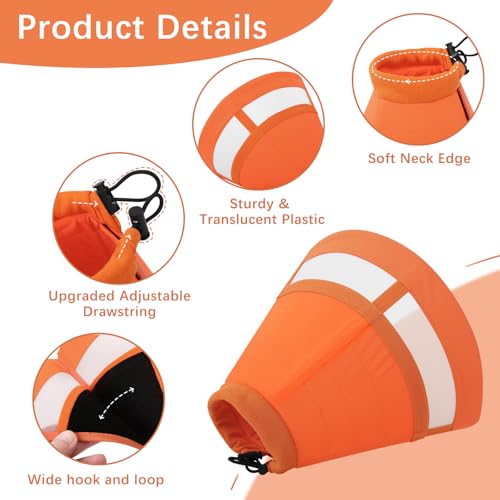 Image of ASENKU Dog Cone Collar, Soft Adjustable Cone for Dogs to Stop Licking, Lightweight Recovery Dog Cone After Surgery, Pet E-Collar for Small, Medium & Large Dogs(Orange, S)