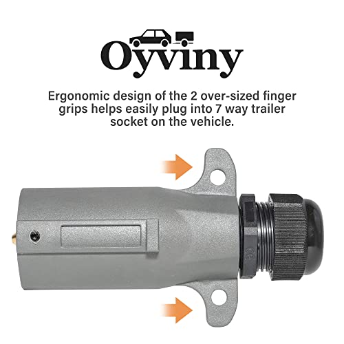 Oyviny Rv 7 Pin Trailer Plug With Ip68 Waterproof Seal, Detachable 7 Way Round Rv-Style Trailer Side Connector 7 Point Trailer Wiring Plug #TOP7