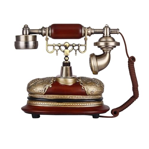 Image of Dratal Imitation Copper Vintage Style Rotary Retro Old Fashioned Rotary Dial Home and Office Telephone Functional Antique Style Telephone-Bronze (DR-03)