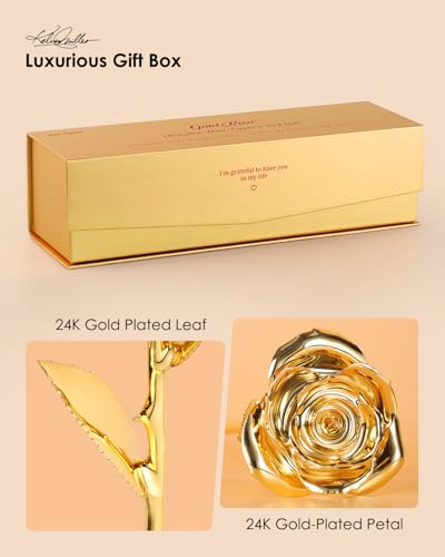 Image of 24K Gold Dipped Preserved Real Rose, Decorative Gift, Gold