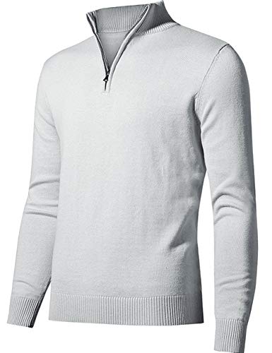 aoli ray Homme Golf Pulls 1/4 Zip Coton Manche Longue Sweatshirts Gris M