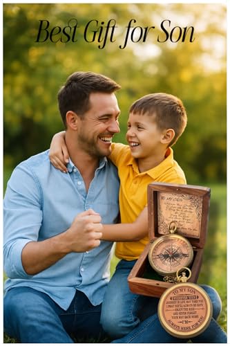 Brújula Vintage de Latón con Caja de Madera para Hijo miniatura 4