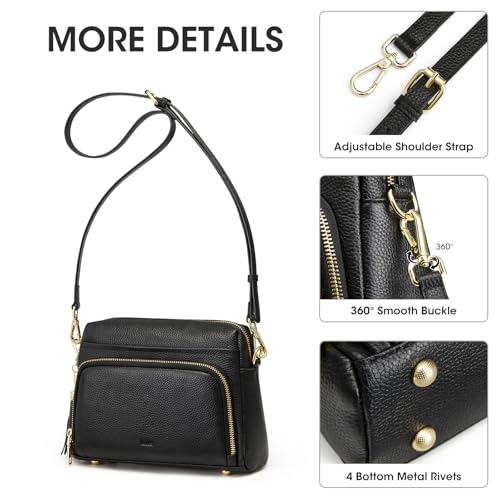 Image of Kattee RFID Genuine Leather Crossbody Bag for Women Small Purse | Top Grain Pebbled Leather. Compact Size. Built-in wallet. Anti-theft design for security. Ideal for daily, travel & work