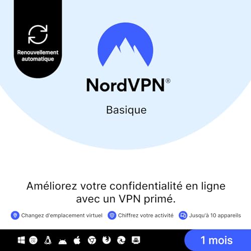 NordVPN Basique, 10 Appareils, 1 Mois...