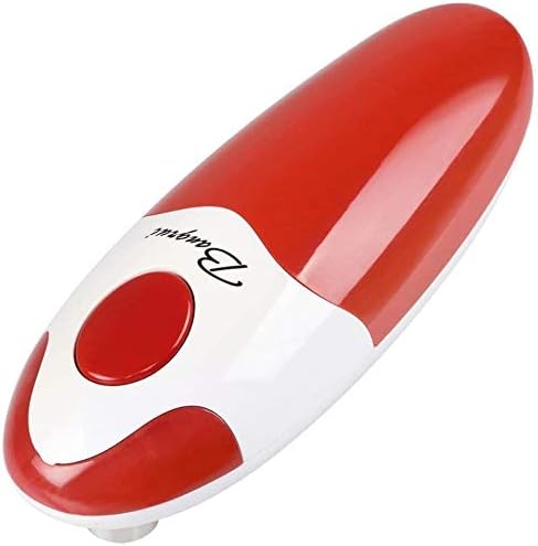 BangRui Smooth Soft Edge Electric Can Opener with One-Button Start and One-Button Manual Stop (Red)