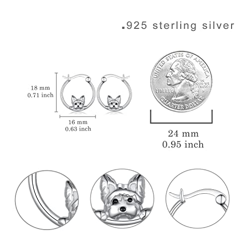 Dog Earrings Sterling Silver Yorkie/Schnauzer/Pug/Chihuahua/German Shepherd Hoop Earrings Animal Dog Jewelry for Women4