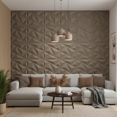 Image of Kayra Decor 3D PVC Wall Panel Alps Design Mega Graige Color 19.7 inch x 19.7 inch (Pack of 12) - Covers 32.34 Sq. Ft.