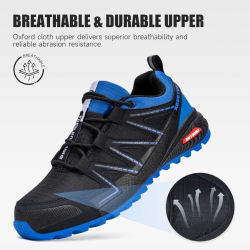 Image of Mens Trail Running Shoes Hiking Running Sneakers | Non Slip Outdoor Lightweight Breathable Walking Tennis Casual Comfortable Rubber Outsloe Lace Up Protective Upper